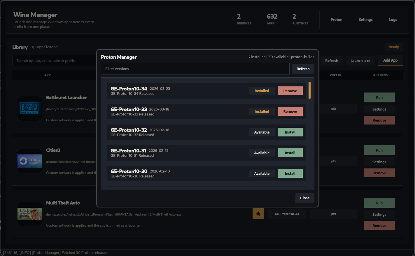 Wine Manager - Proton Manager alt text
